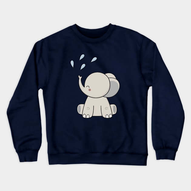 Kawaii Cute Happy Elephant Crewneck Sweatshirt by wordsberry